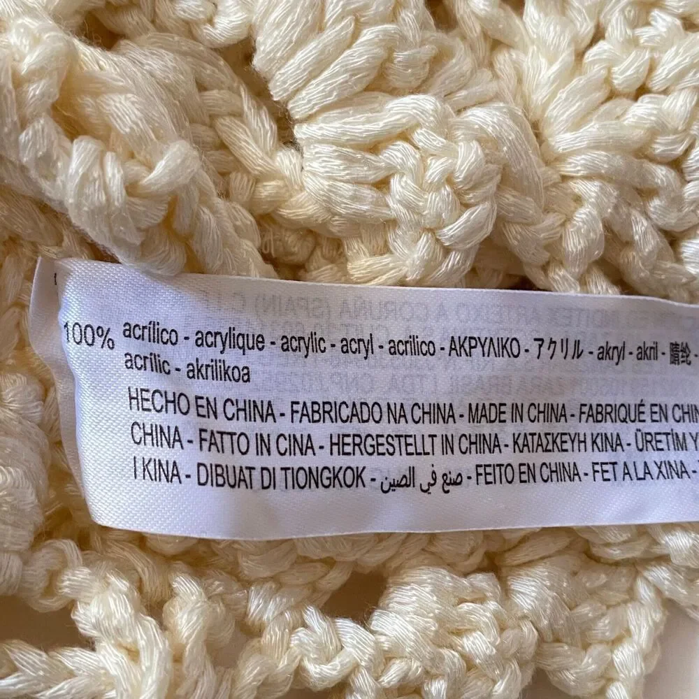 Zara Limited Edition Crochet Tank Top Womens Size Large Cream Acrylic Peplum NWT - Picture 10 of 14